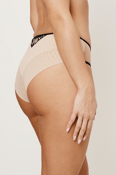 REBECCA BEIGE/BLACK Mini Трусы бразильяно